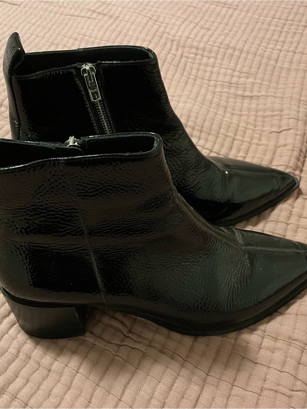 Everlane Pebbled Black Patent Leather The Boss Ankle Boots 8.5 View 2
